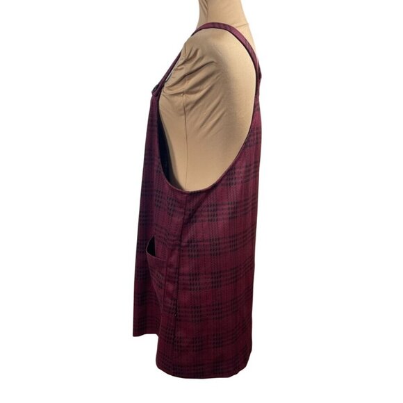 Charmed Hearts Pinafore Dress Burgundy Black Button Size L Large Mini - Picture 2 of 7